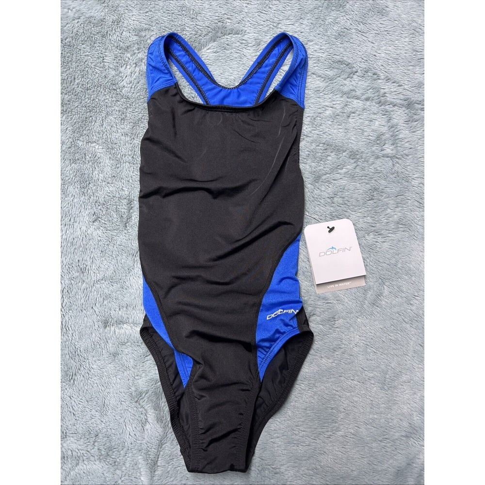 Dolfin Live In Water‎ Color Block One-Piece Swimsuit Women's SZ 26 Black/Royal